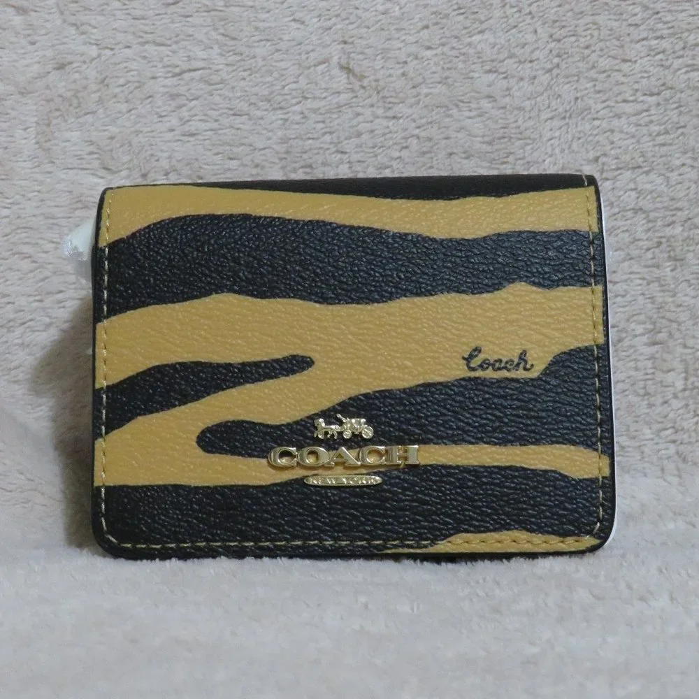 Coach Tiger Print Mini Wallet on a Chain (Honey/Black) - Picture 2 of 5